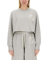 Stella McCartney - Cropped Sweatshirt With Subtle Logo - Lyst