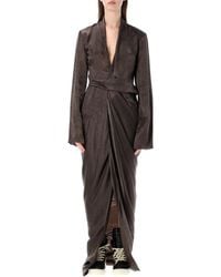 Rick Owens - Dark Solid V Neck Maxi Dress - Lyst