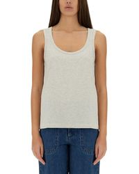 A.P.C. - Solid Scoop Neck Top - Lyst