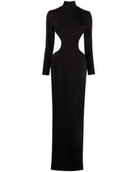 Monot - Slit Detail Silk Crepe Long Dress - Lyst