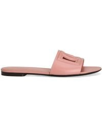 Dolce & Gabbana - Dg Logo Leather Sandal - Lyst