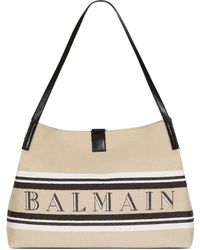 Balmain - Release Canvad And Leather Medium Tote - Lyst