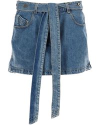 The Attico - Denim Skirt With Belt Cotton - Lyst