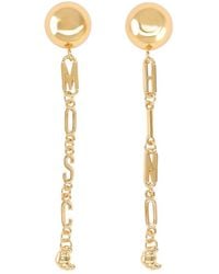 Moschino - Golden Logo Drop Earrings - Lyst