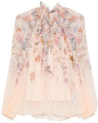 Zimmermann - Floral Mandarin Collar Top - Lyst