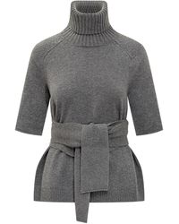 Lanvin - Sleeve-Cut Sweater With Belt - Lyst