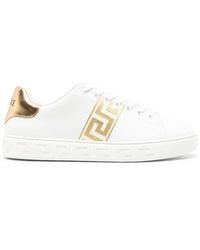 Versace - Greca Motif Calf Leather Sneakers - Lyst