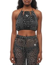 KARL LAGERFELD - Printed Halter Neck Top - Lyst