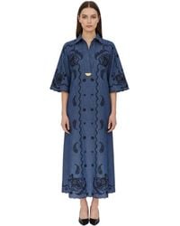 Zimmermann - Paisley Shirt Collar Midi Dress - Lyst