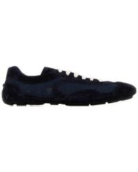 Prada - Midnight Suede And Mesh Montecarlo Sneakers - Lyst