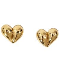 Bottega Veneta - Golden Heart Stud Earrings - Lyst