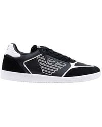 EA7 - Black And White Leather Athletic Sneakers - Lyst