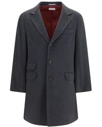 Brunello Cucinelli - Dark Notched Lapel Coat - Lyst