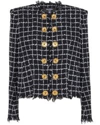 Balmain - Checks Round Neck Jacket - Lyst