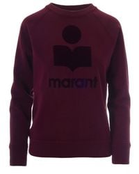 Isabel Marant - Crew Neck Burgundy Sweatshirt With Flocked Logo Detail - Lyst