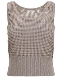 Brunello Cucinelli - Perforated Sequin Tank Top - Lyst