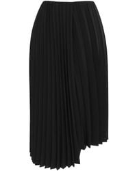 Saint Laurent - Asymmetric Pleated Midi Skirt - Lyst