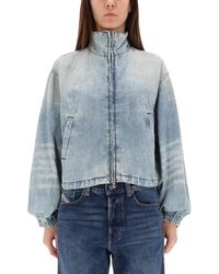 DIESEL - Denim Solid Mock Collar Jacket - Lyst