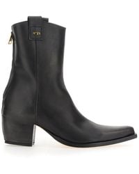 N°21 - Pointed Toe Leather Boots With Block Heel - Lyst