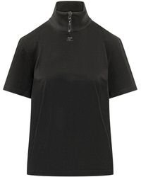 Courreges - Solid Mock Collar T-Shirt - Lyst