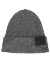 Tom Ford - Ribbed Logo Beanie Hat - Lyst