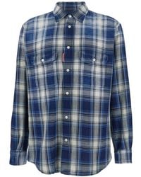 DSquared² - Shirt With Classic Collar And All-Over Check Motif - Lyst