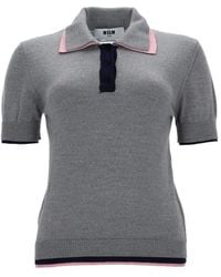 MSGM - Solid Shirt Collar Polo - Lyst