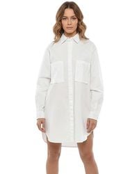 DIESEL - Solid Shirt Collar Mini Dress - Lyst