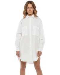 DIESEL - Solid Shirt Collar Mini Dress - Lyst
