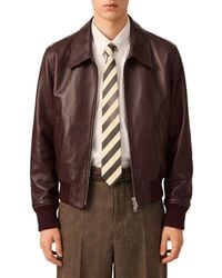 Ami Paris - Solid Leather Jacket - Lyst