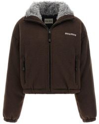Miu Miu - Logo Shirt Collar Jacket - Lyst