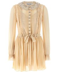 Self-Portrait - Embellished Round Neck Mini Dress - Lyst
