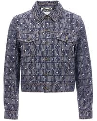 Moschino - Cotton Denim Blend Jacket With Signature Logo Pattern - Lyst