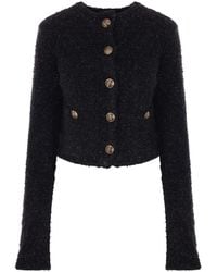 Balenciaga - Cropped Tweed Cardigan - Lyst