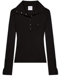 Courreges - Fitted Ribbed Long-Sleeve Top With Unique Collar - Lyst