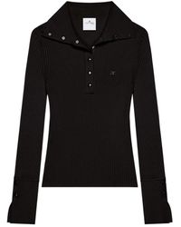 Courreges - Fitted Ribbed Long-Sleeve Top With Unique Collar - Lyst