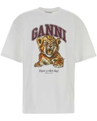 Ganni - Crew Neck Graphic Print T-Shirt - Lyst
