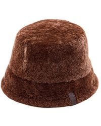 Loewe - Logo Patch Shearling Bucket Hat - Lyst