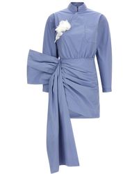Self-Portrait - Cotton Tie Side Mini' Dress - Lyst