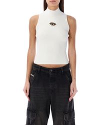 DIESEL - Logo Mock Collar Top - Lyst