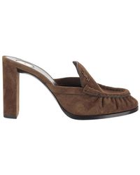 Saint Laurent - Suede Mules - Lyst