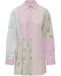MSGM - Patchwork Shirt Collar Mini Dress - Lyst