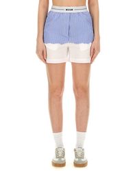 MSGM - Light Cotton Stripes Shorts - Lyst