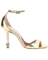 Roger Vivier - Golden Open Toe Heels - Lyst