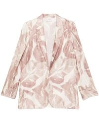 Alysi - Printed Notched Lapel Blazer - Lyst