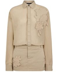 DSquared² - Embroidered Shirt Collar Mini Dress - Lyst
