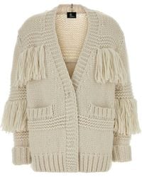 Moncler - Ivory Crochet Oversize Cardigan - Lyst