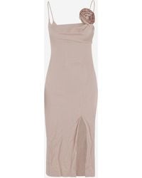 Blumarine - Crinkled Satin Dress With 3 D Rose - Lyst