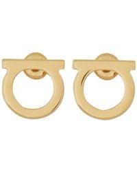 Ferragamo - Golden Gancini Logo Stud Earrings - Lyst