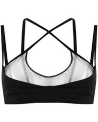 The Attico - Mesh-Panel Criss-Cross Top - Lyst
